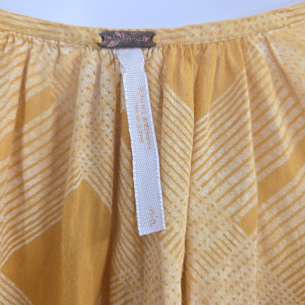 Free People Constantine Dress Gold Plaid Boho Long Sleeve‎ - Picture 3 of 14